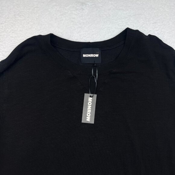 NWT Monrow | Supersoft Crew Neck Sweatshirt Black Size XXL - Picture 3 of 8